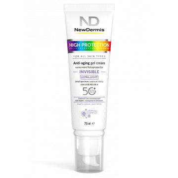 Дневной омолаживающий гель-крем с невидимым финишем SPF 50+ PPD 24 HIGH PROTECTION INVISIBLE ANTI-AGING GEL CREAM, 75МЛ